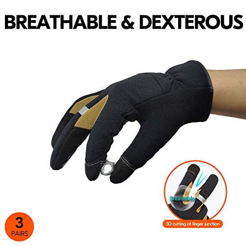 image for Vgo... Vgo 3Pairs High Dexterity Light Duty Mechanic Glove, Rigger Glo
