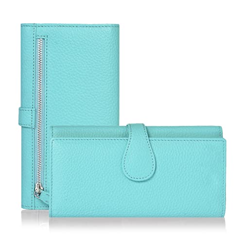 Image of Real Leather Women Wallet Leather with RFID Blocking -Trifold Card Holder Designer Ladies Clutch with ID Window Wallets
