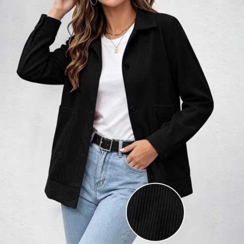 Gumipy Womens Corduroy Jacket Button Down Shirt Long Sleeve Cropped Coats - image 4