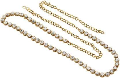 Rockjon Beautifull Womens White Metal- Gold Plated Waist Hip Belt, Kamarband, Belly Belt for Wedding and Party