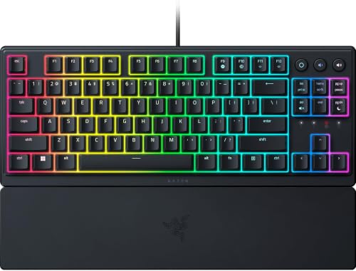 Image of Razer Ornata V3 TKL Gaming Keyboard: Low Profile Keys -Mecha Membrane Switches-UV Coated Keycaps -Backlit Media Keys -8 Zone RGB Lighting - Spill Resistant-Magnetic Wrist Wrest Snap Tap (Pack of 5)