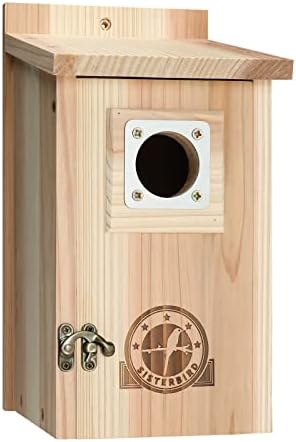 SISTERBIRD Bird Houses for Outside, Cedar Birdhouse, Bluebird Houses, Wooden Birdhouses with Metal Guard for Outdoor, Blue Bird House for Outside Clearance, Open House, Nesting Box, Assembly Required