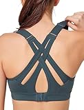 Picture of Yvette Sports Bra High Impact Adjustable Criss Cross Back, Full Support for Large Bust No Bounce, Haze Blue,2XL Plus