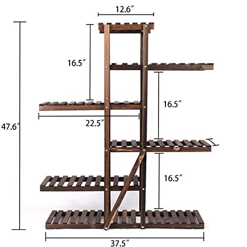 Augosta Multi Tiered Plant Stand for Indoor and Outdoor, Large Wood Plant Shelf for Multiple Plants, 6 Tier Plant Flower Pots Shelves Rack Holder Stand - Thumbnail 5