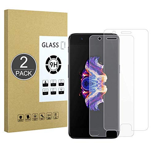 E-Hamii [2-Paquetes Vidrio Templado Compatible con OnePlus 5,9H Film Protector de Pantalla[Resistente a Rayones,Alta Definición,Sin Burbujas] 2.5D Doble Defensa para OnePlus 5