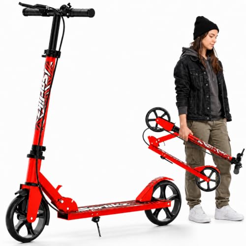 Sorlikz Scooters for Kids 8-12, Teens & Adults - Hand Brake & Bell, 8-inch Wheels, Adjustable Height, Foldable KIck Scooter, Upgrade Framework, Max Load 240LBS by Sorlikz - Used condition - US$47.49