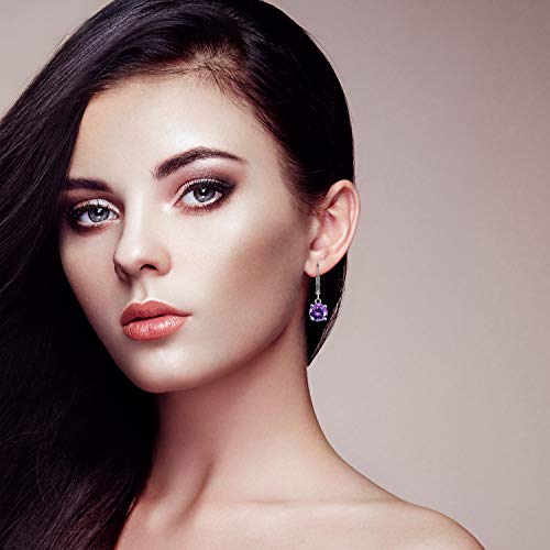 4-10 Pairs Silver Small Hoop Earrings With Cz Charm For Women-Flawless Cubic Zirconia Leverback Drop Earrings For Teens Girls (10 Pairs -Cz) #TOP3