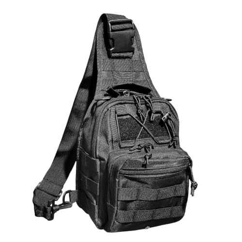 aYrap Tactical Sling Bag for Men, Small Shoulder Crossbody Bag Chest Pack Mini Sling Backpack for Traveling, Trekking, Camping (Black)