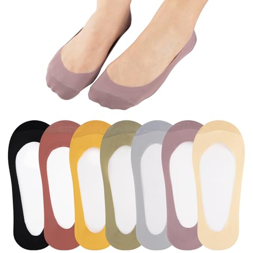 COOPLUS No Show Socks Womens Non Slip Ultra Low Cut Cotton Invisible Socks Thin Flat Boat Liner Socks 7 Pairs