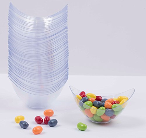 Zappy ZP-129C 50 Mini Bowls 2 Oz Clear Plastic Party Bowls Oval Small Bowl Elegant & Disposable Small Dessert Bowls Candy Dishes Trifle Bowls Appetizer Bowls Mousse Cups Dessert Cups Souffle Condiment Cups thumb #5