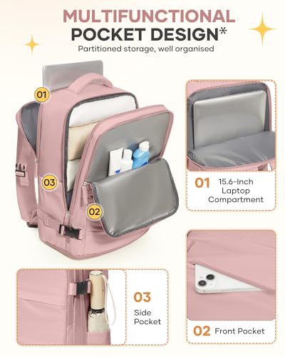 Image of coofay Personal Item Travel Backpack for Women Airline Approved Carry on Backpack Flight Approved Waterproof Sports Luggage Backpack Casual Daypack Small Hiking Backpack Pink Backpack