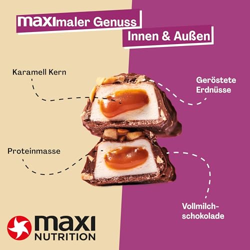 MaxiNutrition Creamy Core Bar Peanut Caramel, 12x45g Protein-Riegel, 32% Eiweiß, 15g je Riegel, low Sugar (1,4g), ohne Zuckerzusatz, ohne künstliche Aromen