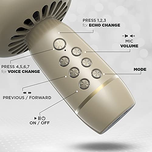 Image of LANDMARK LM BT1087 Chorus Handheld Wireless Singing Mic Multi-Function Bluetooth Karaoke Mic with Microphone Speaker, 6Hrs Playtime, Supports Micro Pin, TF Card & USB for All Smart Phones - Gold