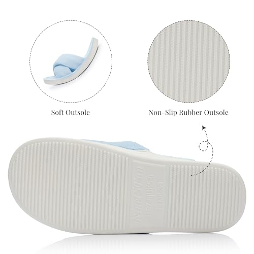 NineCiFun Womens Fuzzy Open Toe Slippers House Shoes Blue 9 10 — view 5