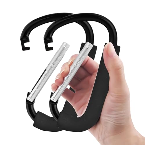 Image of 2 Pack Stroller Hooks, 6.3" Large Stroller Clip, Extra Large Carabiner, Big Carabiner Clip Heavy Duty, Universal Stroller Accessories for Mommy, Hang Shopping Bags, Purses, Diaper Bags, and Tools