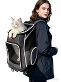 Morpilot Sac à Dos, Sac Transport Chat Chien Respirant et Pliable pour Petits Chats et Chiens Chiot, Sac à Dos de Transport Chat avec Sangle de Sécurité Intérieure (33 * 28 * 42cm) + Bol