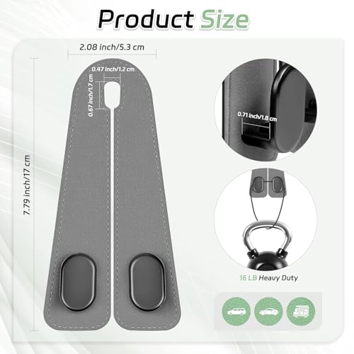 Image of Car Hooks for Headrest, 2Pcs Seat Back Storage Hook Luxurious Leather Multifunctional Car Hanger & Holder for Heatrest, Seat, Bag, Purse Black (2 Pack)