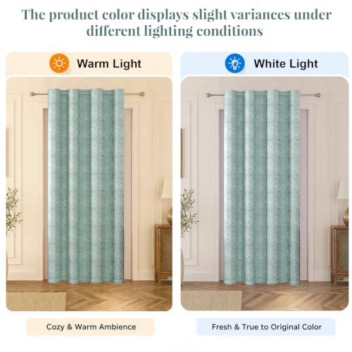 Image of HOKIPO Willow Eyelet Curtain 7 Feet Long Single Panel, Aqua