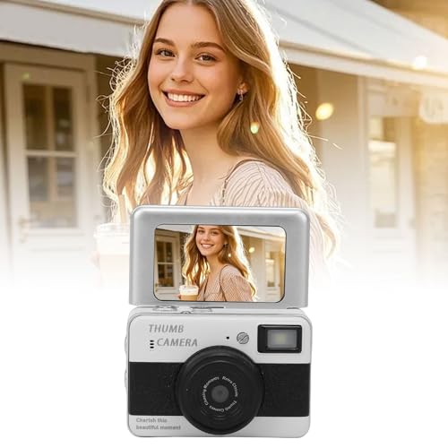 Mini caméra porte-clés 4K rétro 68 MP avec écran rabattable noir