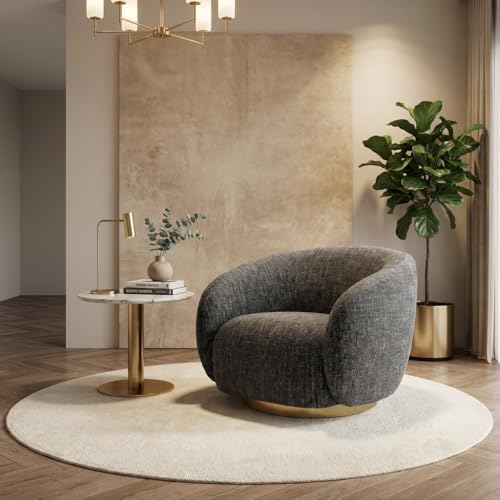Image of Kingsman Furnitures Brok Swivel Luxury Accent Arm Chair 360 Degree Rotatable Sofa for Home | Bedroom, Living & Drawing Room | Ultra Soft and Comfortable for Lounge (Rocat Black, Non-Swivel)