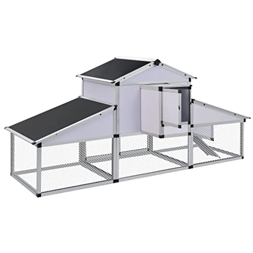 HINSD Hühnerstall mit Auslauf und Nistkasten aus Aluminium. Material: Aluminiumrahmen + Eisendrahtgeflecht + MDF… – Bild 5