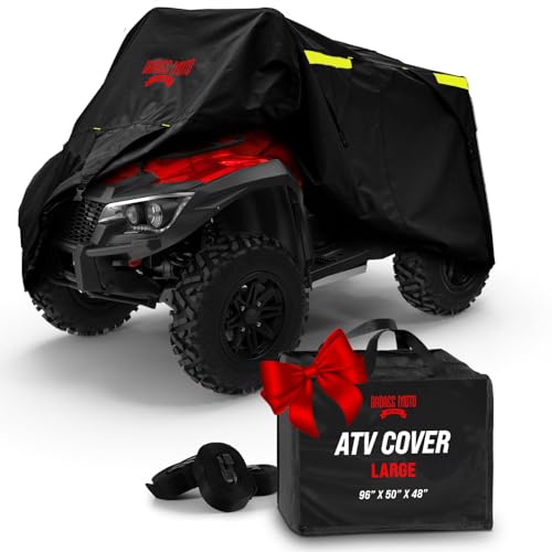 Badass Moto ATV Covers Waterproof Outdoor Heavy Duty, Rip-Resistant, Night-Reflective Quad Cover, 4 Wheeler Cover, Easy-Access Zipper & Vents Four Wheeler Accessories - ATV Gifts, Large 95 Long