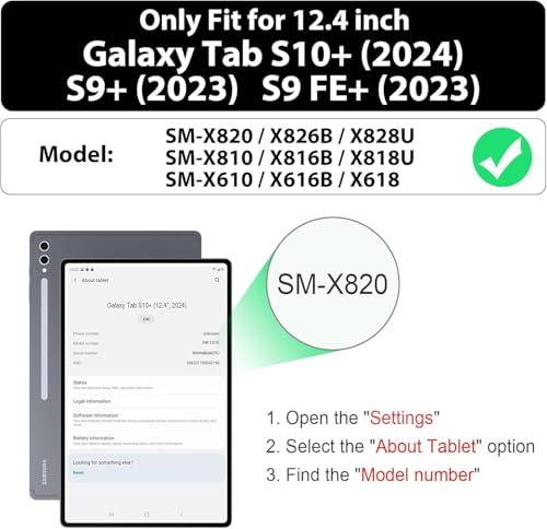 Coque pour Galaxy Tab S9 Plus protégeant des chutes de 12,4 pouces