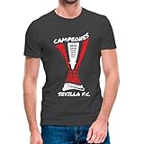 Camiseta de Manga Corta del Sevilla Campeón de Europa 2023 (14- Camiseta Talla XL)(Gris ratón Manga Corta)