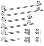 Newfun 10Pcs Brushed Nickel Bathroom Hardware Set - Includes 24&18inch Towel Bar, Robe Hook, Toilet