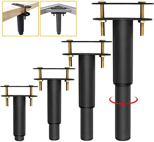 ironwork 4Pcs Metal Adjustable Height Center Support Leg for Bed Frame, Bed and Sofa Furniture Cabinet Foot Legs Feet Support Heavy Duty, Platform Bed Frame Replacement Legs (7.08' to 13.3')