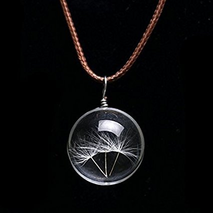 Real Dandelion Dandelion Necklace Real Dandelion Seed, Wish Necklace Nature Jewelery Good Luck Charm #TOP2