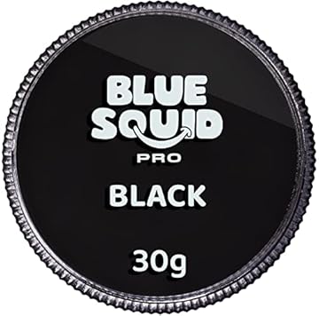 Blue Squid PRO Face Paint - Professional Water Based Single Cake Facepaint & Body Paints - SFX Makeup, Kids Adults Painting for Costume, Halloween Face Paints for Children - Classic Black 30g / 1oz