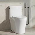 One Piece Toilet with Powerful Flush, Compact Toilet Elongated Side Lever Flush 1.28 GPF, Sleek Design White Toilet Bowl, MAP Score 1000g, 12'' Rough-in, Certified Quality
