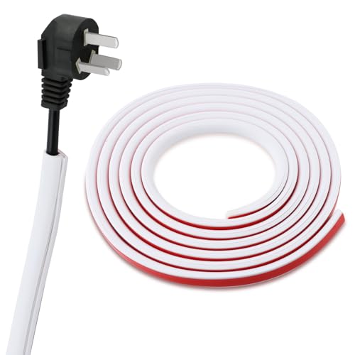 118inch/3m Wall Cord Hider, Self Adhesive Electrical Wire Cover Raceway for Walls, Flexible PVC Cable Concealer, Corner Cord Covers for Wires on Floor and Baseboard, Easy Install by Tookie - Image 2