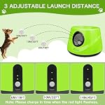 Lance-balles automatiques pour chiens - Lanceur de boules de chien avec 3 Balles, distance réglable 19-45FT, Jouet interactif pour petits & Chien moyen, Jouet d'exercice intérieur/extérieur pour chien - vert