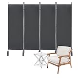 LARS360 Paravent Raumteiler 4 Teilig 225x180cm Stoff Raumteiler Trennwand Klappbar Stellwand Raumtrenner Sichtschutz Sichtschutzwand für Innen und Außenbereich (Dunkelgrau)