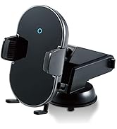 エレコム ワイヤレス充電器 Qi充電器 5W 7.5W 10W 車載ホルダー 自動開閉 ゲル吸盤 ロングタイプ ブラック W-QC08BK