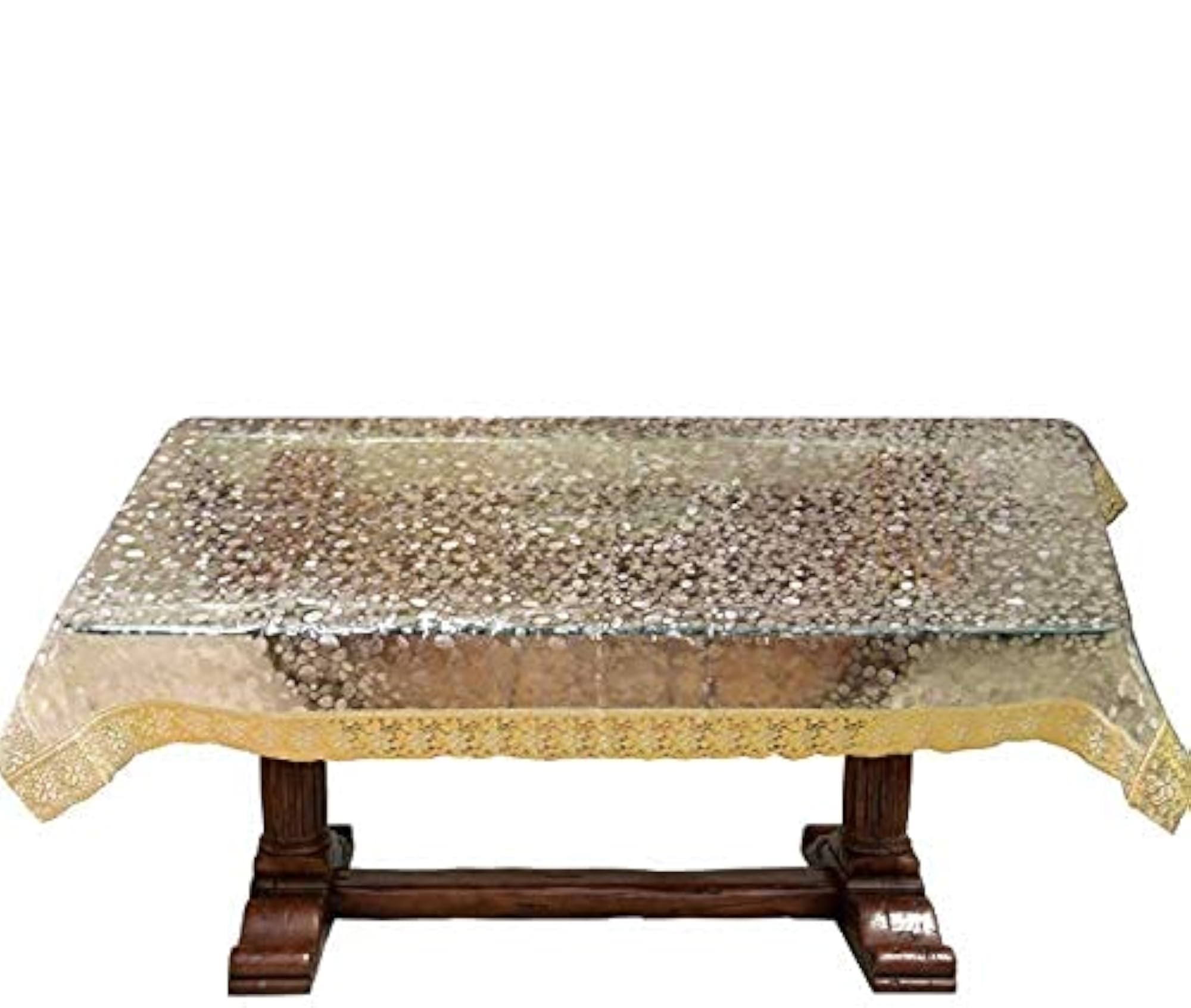 Transparent 3D PVC Center Table Cover, Golden, 40x60 inch