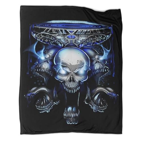 Couverture microfibre douce imprimé crâne 3D jeté de canapé - 3
