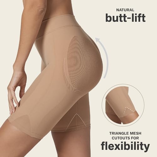 Image of Leonisa Seamless Shapewear High-Waisted Butt Lifting Capri or Shaper Shorts Thigh Slimmer Girdle for Women Tummy Control