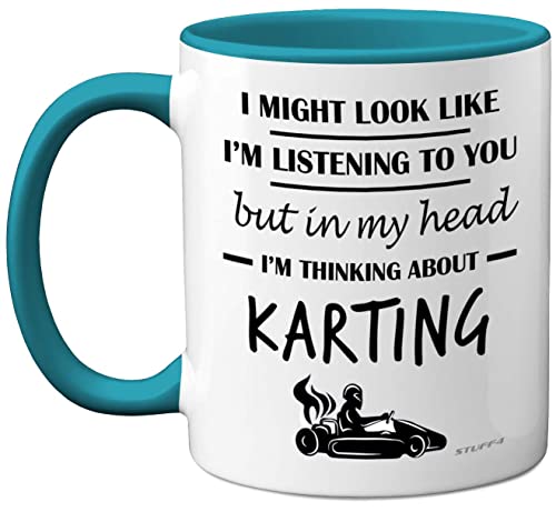 Stuff4 Karting Gifts, in My Head I'm Thinking About Karting, Funny Gifts Men Women, Go Kart Motorsport Mug