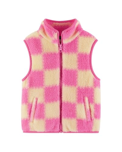 Pink Checkered Kids Faux Fleece Vest (2-6X) by Andy & Evan
