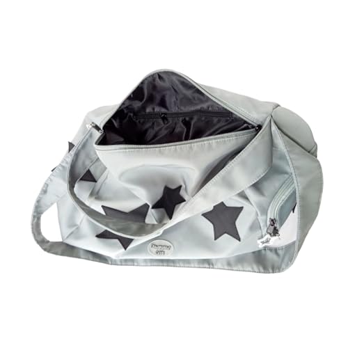 Grunge Duffel Gym Bag for Women - Star Fairy Shoulder Crossbody Y2K Yoga Bag (Silver)