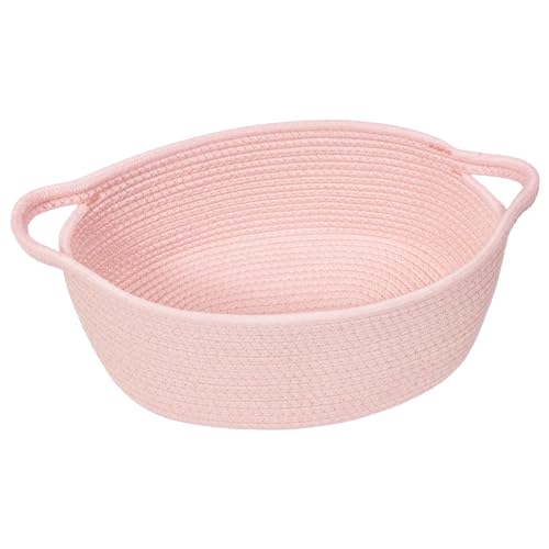 Image of Goodpick Small Woven Rope Gift Basket Empty, 12 inchx 8 inchx 5 inch, Pink