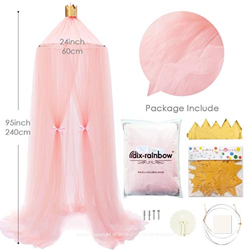 Dix-Rainbow Bed Canopy Premium Yarn Play Tent Bedding For Kids Playing Reading With Children Round Lace Dome Netting Curtains Baby Boys And Girls Games House (10 Layers Yarn Pink) #TOP5