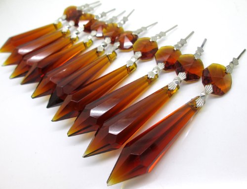 Sun Cling Chandelier Icicle Crystal 55mm, Pack of 10 (Brown)