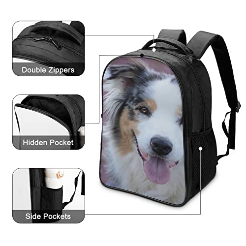 Sac à dos d'école grand confort à motif 3D Australian Shepherd rucksack pour élève