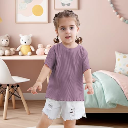 image for Dalukit 3 Pack Toddler Girl T-Shirts Ruffle Short Sleeve Baby Girls To