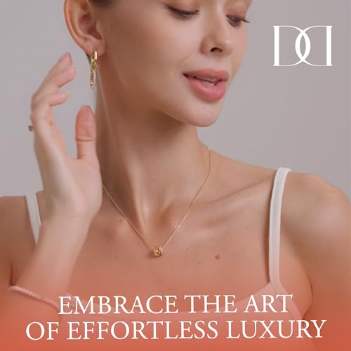 MINDDHA 18K/14K White/Yellow Gold Plated Cubic Zirconia Rondelle Pendant Necklace | 8mm Diameter Two-Toned Dainty CZ Gold Pendant Necklaces for Women | Adjustable 15"-18" Sliding Chain + 3" Extender2