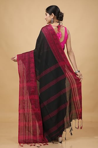 Image of OISHANI SAREE GHOR Women's Traditional Bengal Begampuri Cotton Saree With Blouse Piece.